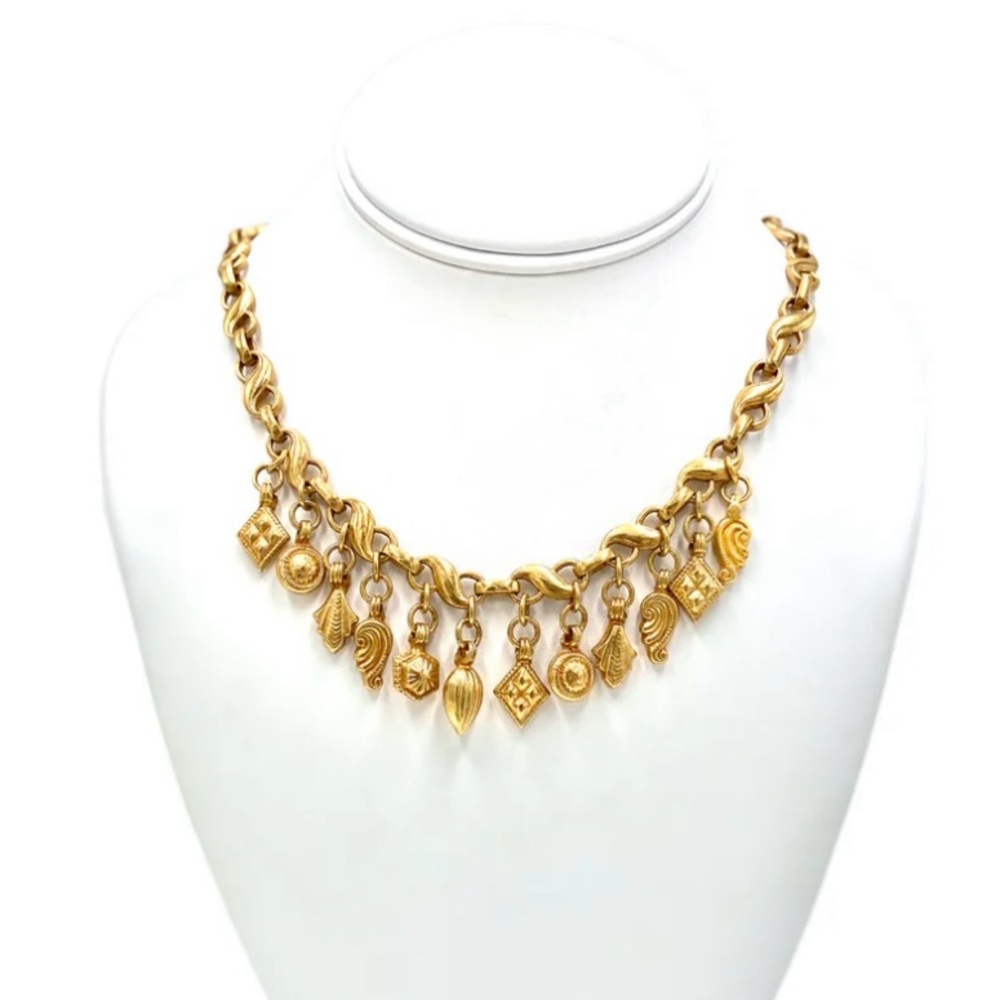 🔶NICKY BUTLER Fashion Collection Gold-Tone Relic Charm Drop 18" Necklace NEW